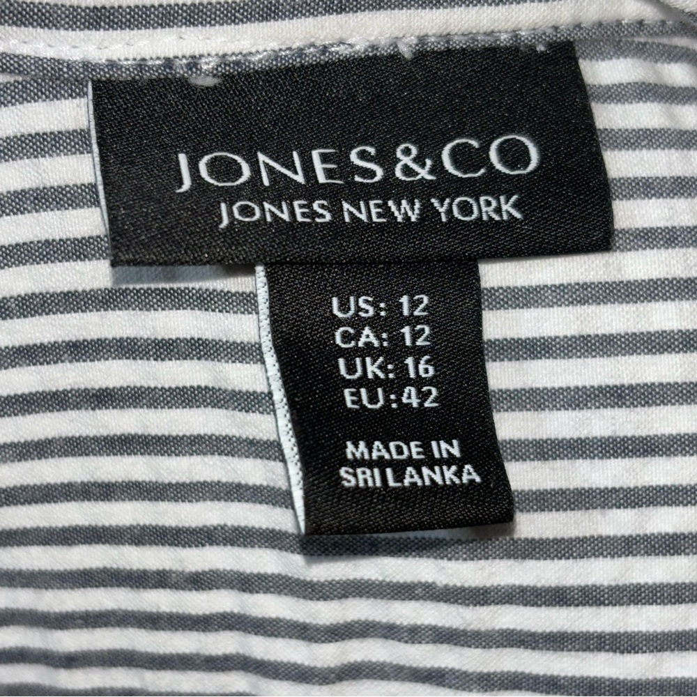 JONES & CO Jones New York Nautical Pleated Sleeveless Stripe Shirt Dress Size 12 - Picture 5 of 11